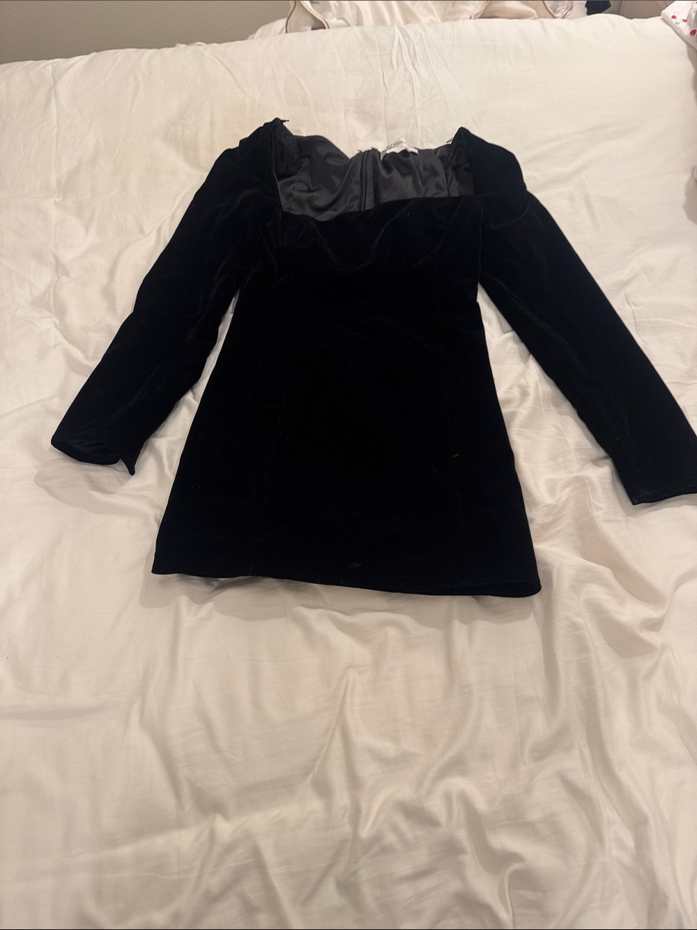 Black Velvet Long Sleeve Mini Dress